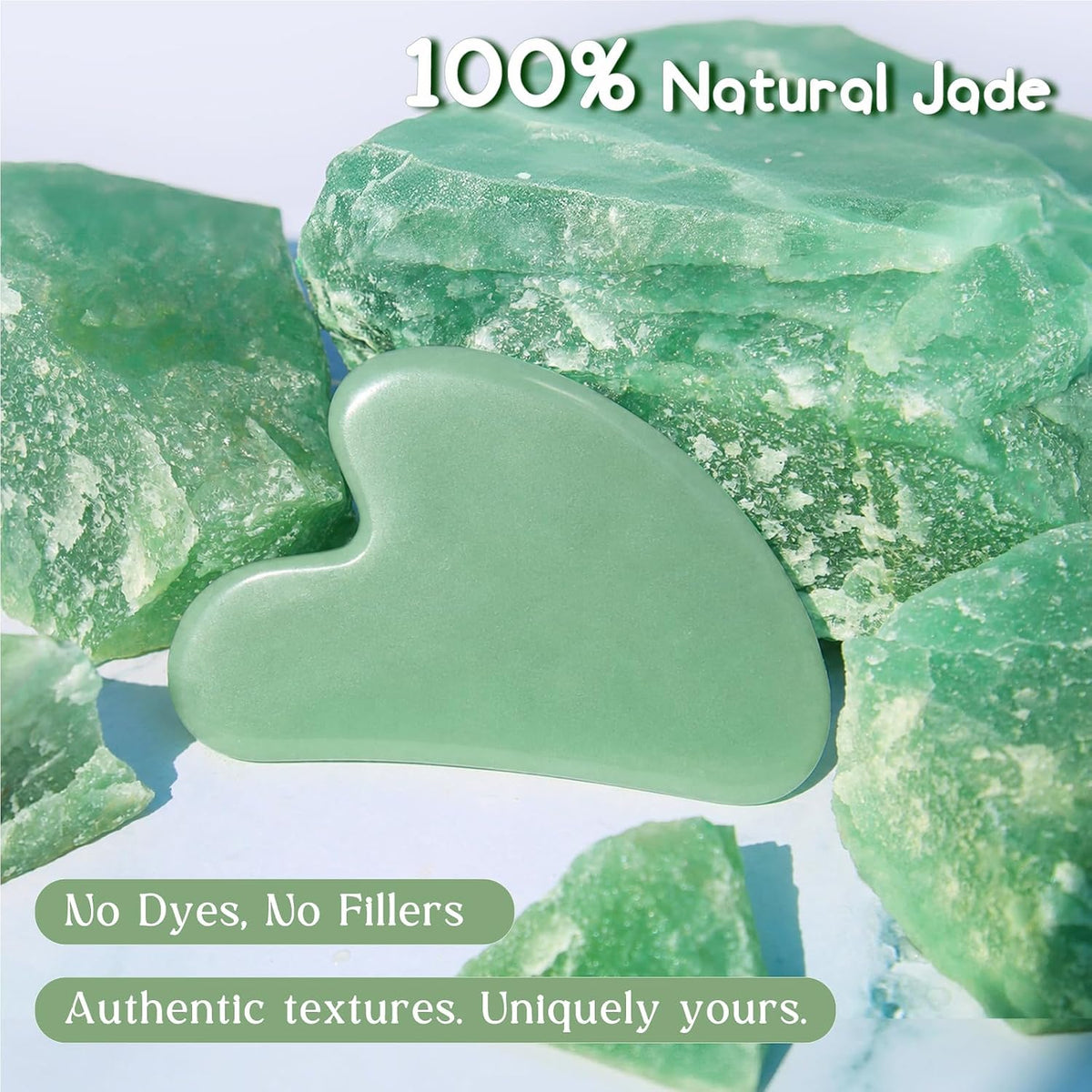 Gua Sha Facial Tool - Jade Stone Massager for Spa Acupuncture Therapy - Heart Shape Guasha for Face | Face Massage Tool, Naturally Cooling, Heart-Shaped, Jawline Sculptor, Face, Neck & Body, Ideal Daily Skincare Gift