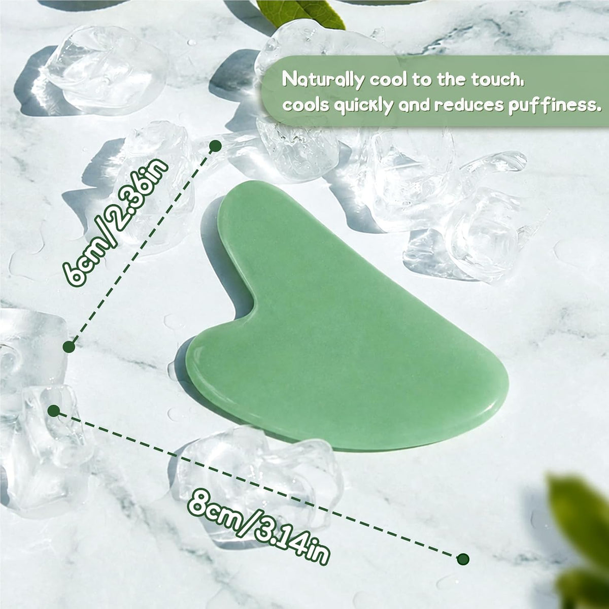 Gua Sha Facial Tool - Jade Stone Massager for Spa Acupuncture Therapy - Heart Shape Guasha for Face | Face Massage Tool, Naturally Cooling, Heart-Shaped, Jawline Sculptor, Face, Neck & Body, Ideal Daily Skincare Gift